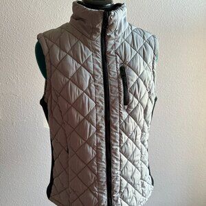 Andrew Marc Women's Soft Gray Sleeveless Quilted Puffer Vest Size L